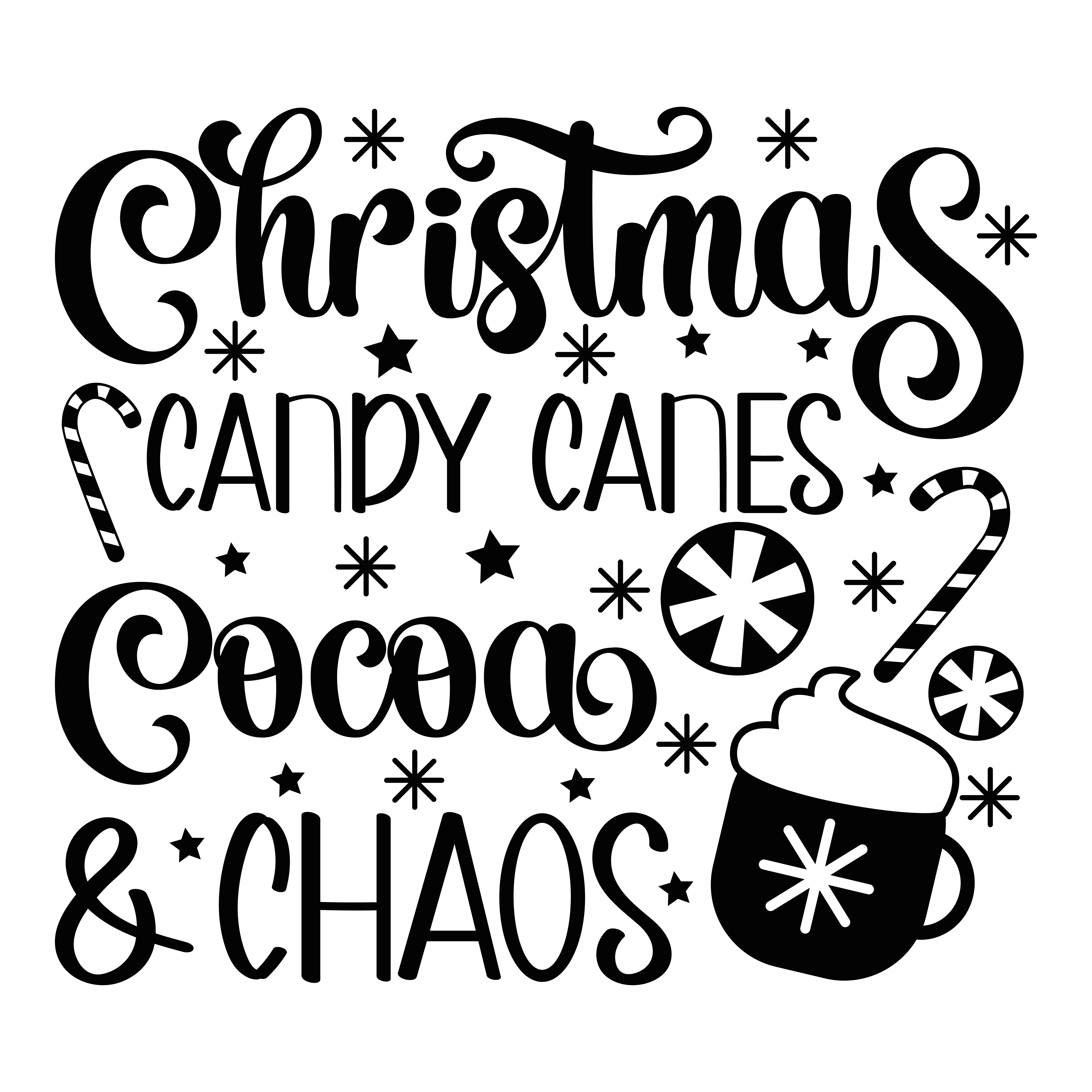 Christmas Candy Canes Cocoa Black Version free SVG cut file