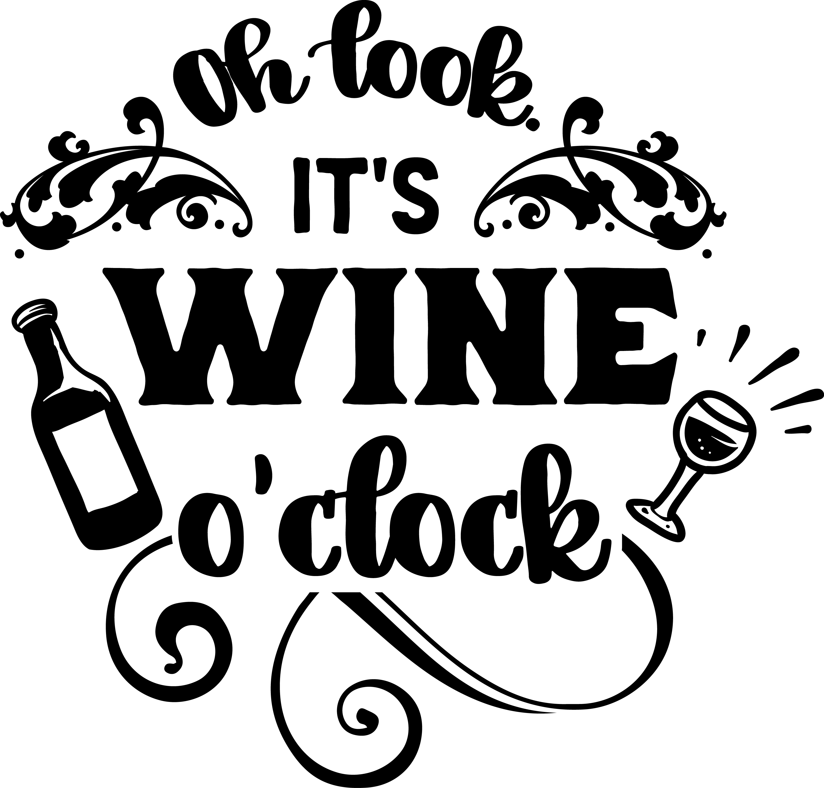 Oh Look Its Wine O Clock free SVG cut file