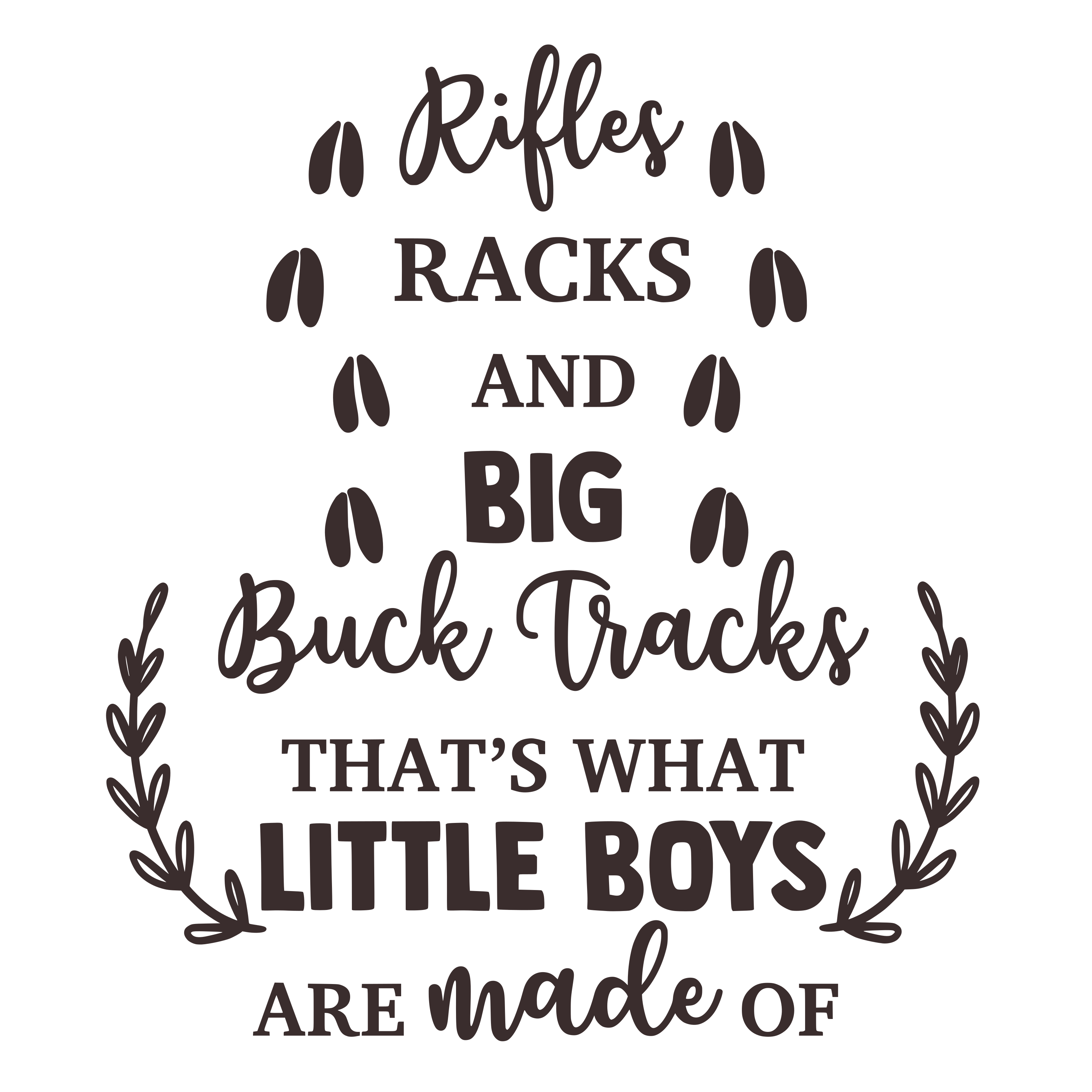 Rifles Racks And A Big Buck Tracks free SVG cut file