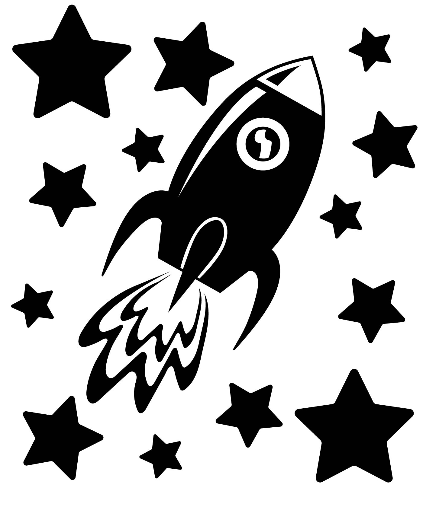 Rocketship And Stars free SVG cut file