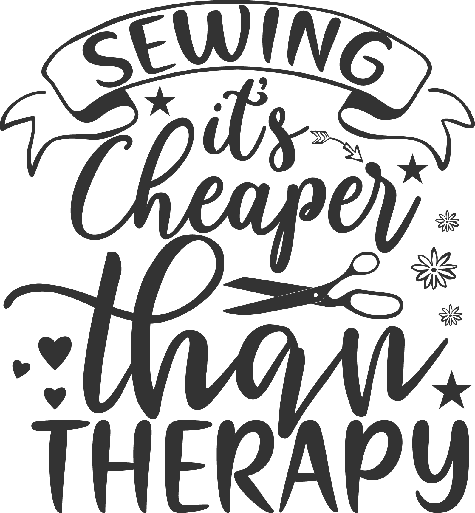 Sewing It's Cheaper Than Therapy free SVG cut file preview