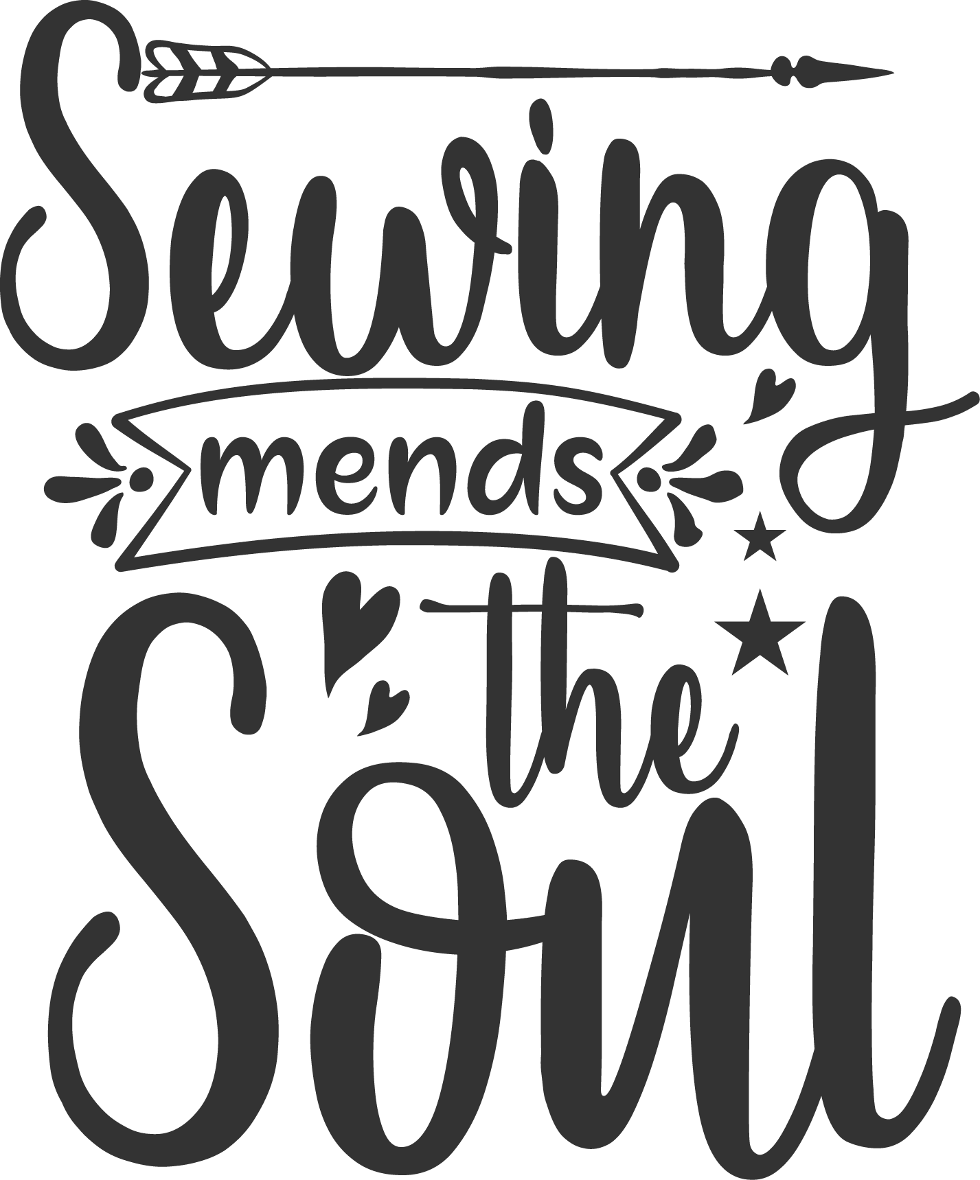 Sewing Mends The Soul free SVG cut file preview